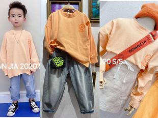 99元 橘色宽松T恤卫衣 男女童 早安家品牌