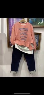 春秋 男童女童 粉桔 假两件圆领卫衣 379元
