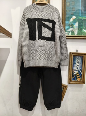 冬季新款 男童 花灰 半高领针织衫 110-170 359元