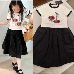 夏季 小版 139元 樱桃贴钻印花 圆领T恤 白色 女童可亲子 新款 短袖