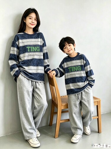 秋季新品 男童女童可亲子 蓝条 长袖圆领T恤 120-170 209元