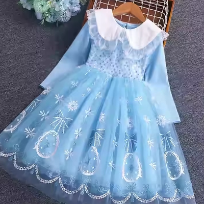 爱莎公主裙女童长款裙子礼服春季