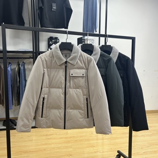 羊羔毛领 羽绒服秋冬保暖防风外套 90绒保暖商务简约休闲翻领男士