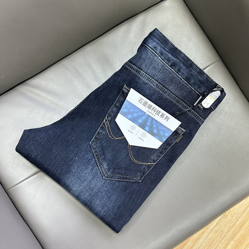 含羊毛料时尚休闲科技料锁温保暖牛仔裤秋冬季修身直筒水洗棉长裤