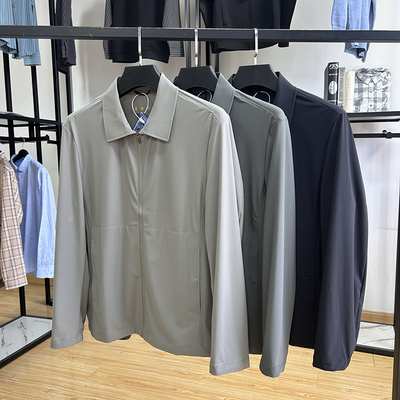 UPF50+轻薄商务休闲行政翻领男士防晒外套春夏冰感丝滑夹克皮肤衣