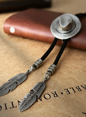 复古做旧银帽子领带杰克牛仔休闲风领绳衬衣领结bolo tie波洛领带