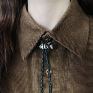 复古海洋系波洛领带西部牛仔情侣衬衫 领结可调节领绳项链衬衣领花
