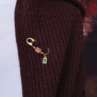 古风沙金别针多喜乐常安宁披肩扣包包彩色珐琅釉别针西服外套徽章