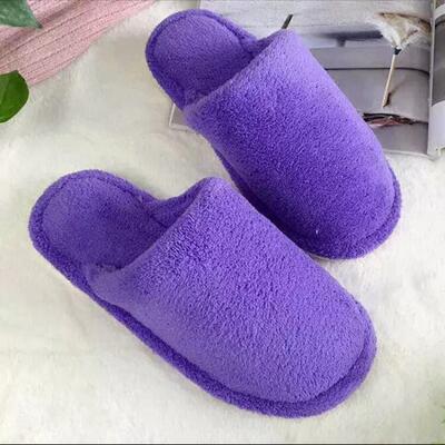 冬季珊瑚绒简约保暖包头护跟棉拖