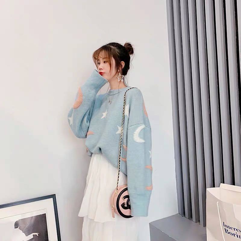 毛衣女秋冬网红新款宽松韩版学生复古风加厚套头针织衫