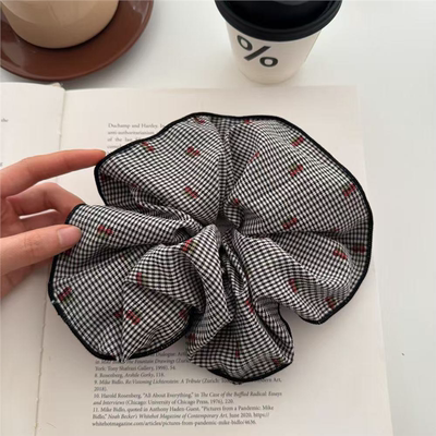 黑白格子樱桃波点大肠发圈