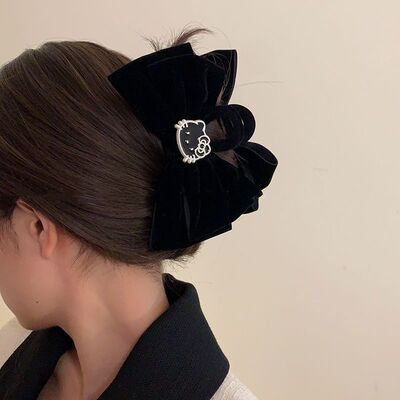 网红黑色丝绒蝴蝶结发饰