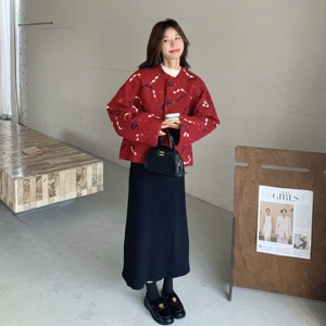 新款现 货！上就能卖!秋冬红色小香风短外套2C296-9556-P170-K258图片