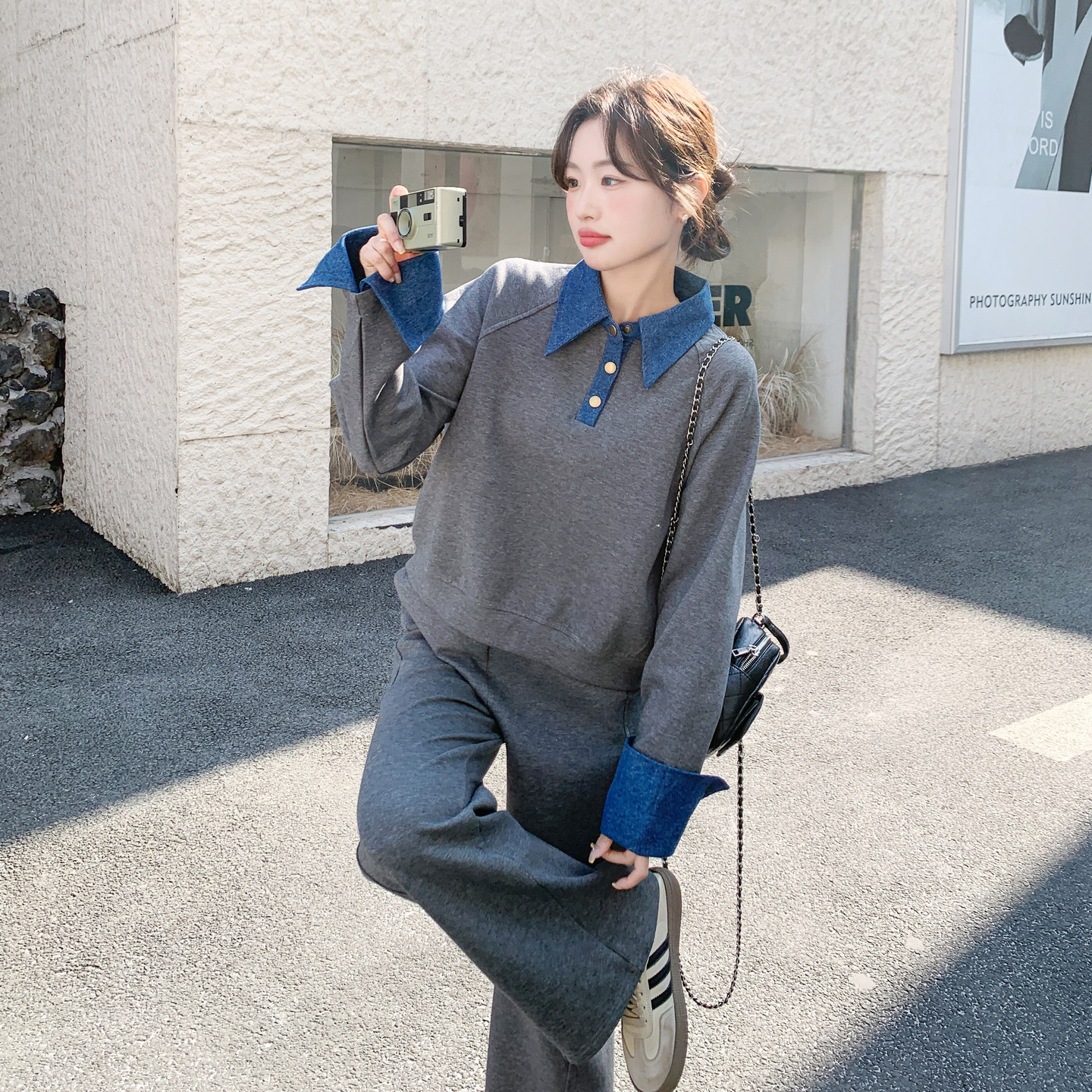 【新品】2026春款原创牛仔拼接卫衣两件套装2C296-9606-P185K298,女装套装/套裙,2C296