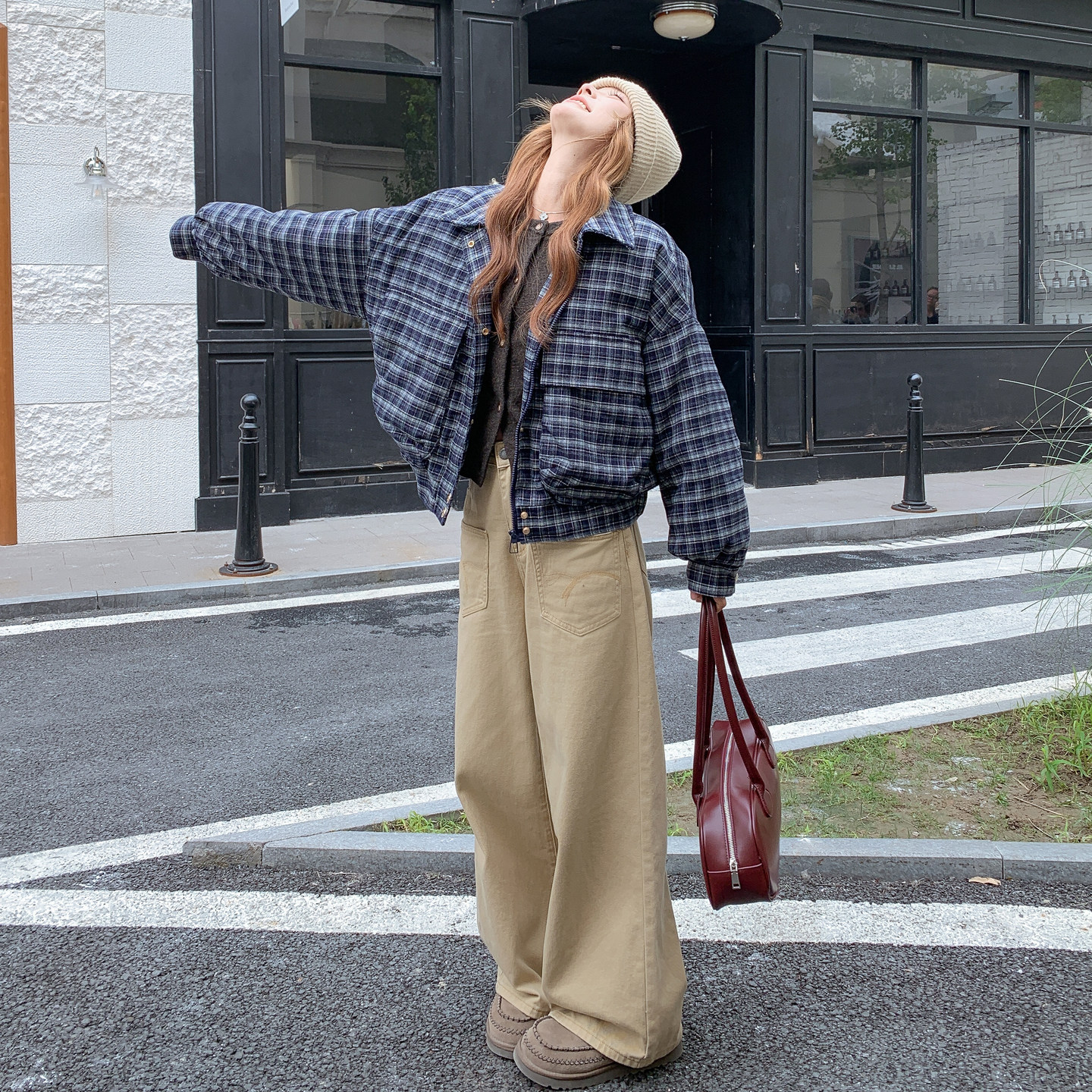 新款先货！主推格子90白鸭绒加厚羽绒服2C296-9559-P295K428,女装羽绒服,2C296