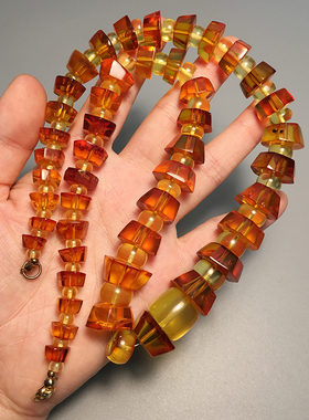 欧洲德国天然琥珀项链古董首饰
