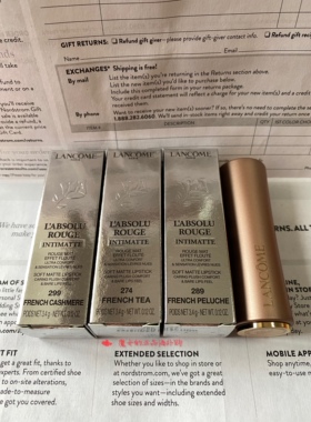 现货 美版正品 Lancome兰蔻粉金管小蛮腰羊绒口红196/274/289/299