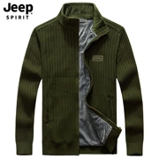 JEEP SPIRIT Xe jeep nam mùa thu đông mới cộng với nhung ấm áp dài tay đan áo len cổ lọ đứng áo len - Cardigan