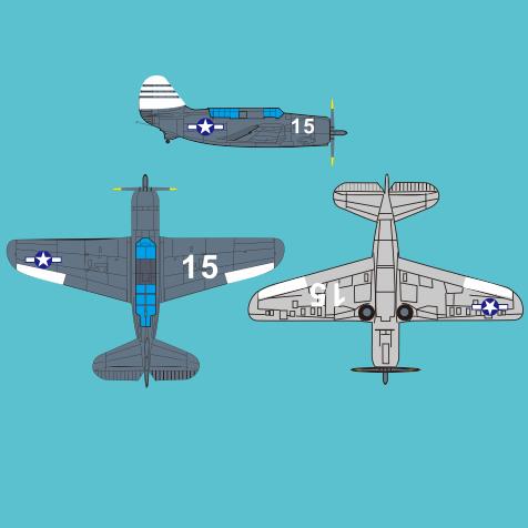 美国海军第十二轰炸中队涂装 两架装 水贴 SB2C 1/350 轰炸机