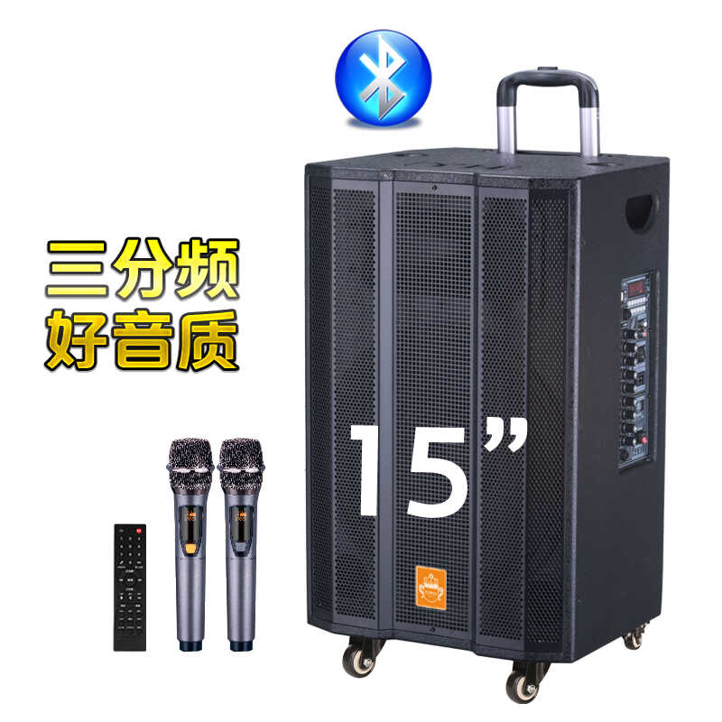 15寸广场舞音响大功率专业唱歌演出会议蓝牙重低音便携式拉杆音箱