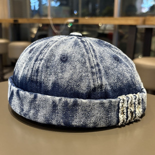 帽子韩版百搭瓜皮帽男女复古补丁牛仔地主破洞个性帽潮牌日系乞丐