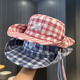 渔夫帽小盆帽春夏季 遮阳帽檐格子显脸新款 大日系晒太阳防男女帽子