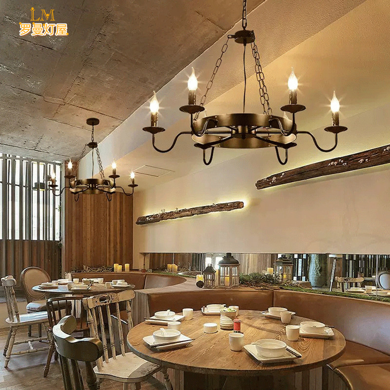 复古工业风铁艺吊灯美式咖啡厅奶茶餐馆酒吧火锅店门厅餐厅包间灯