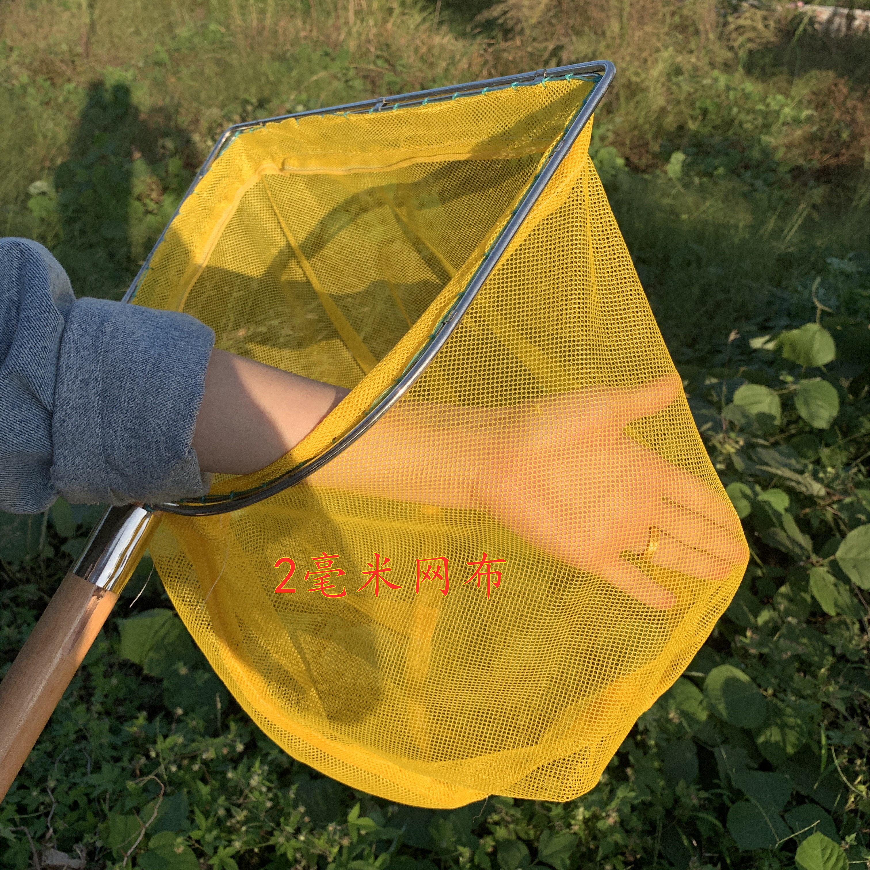 不锈钢实加粗心网圈木棍抄网捞鱼苗虾米鱼粪网不伤鱼鳞棉线捞大鱼
