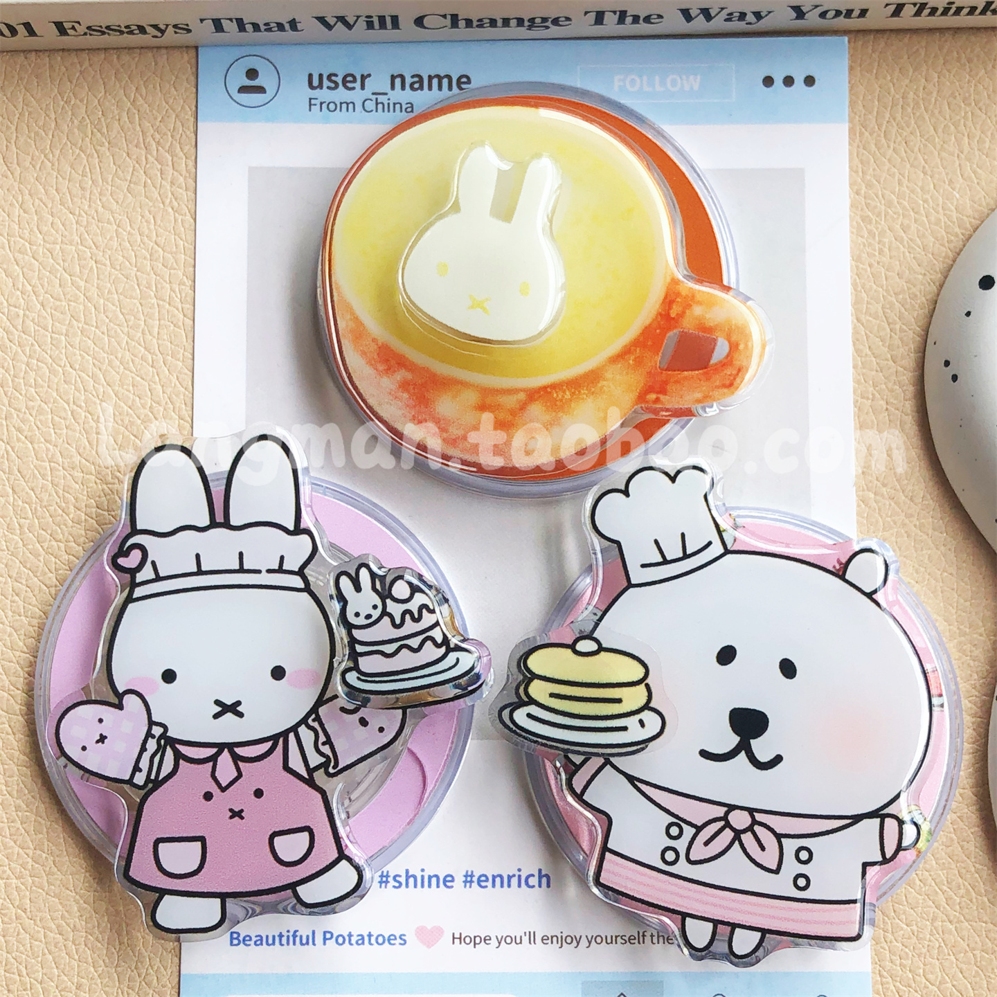 可爱卡通甜品师米菲兔手机支架