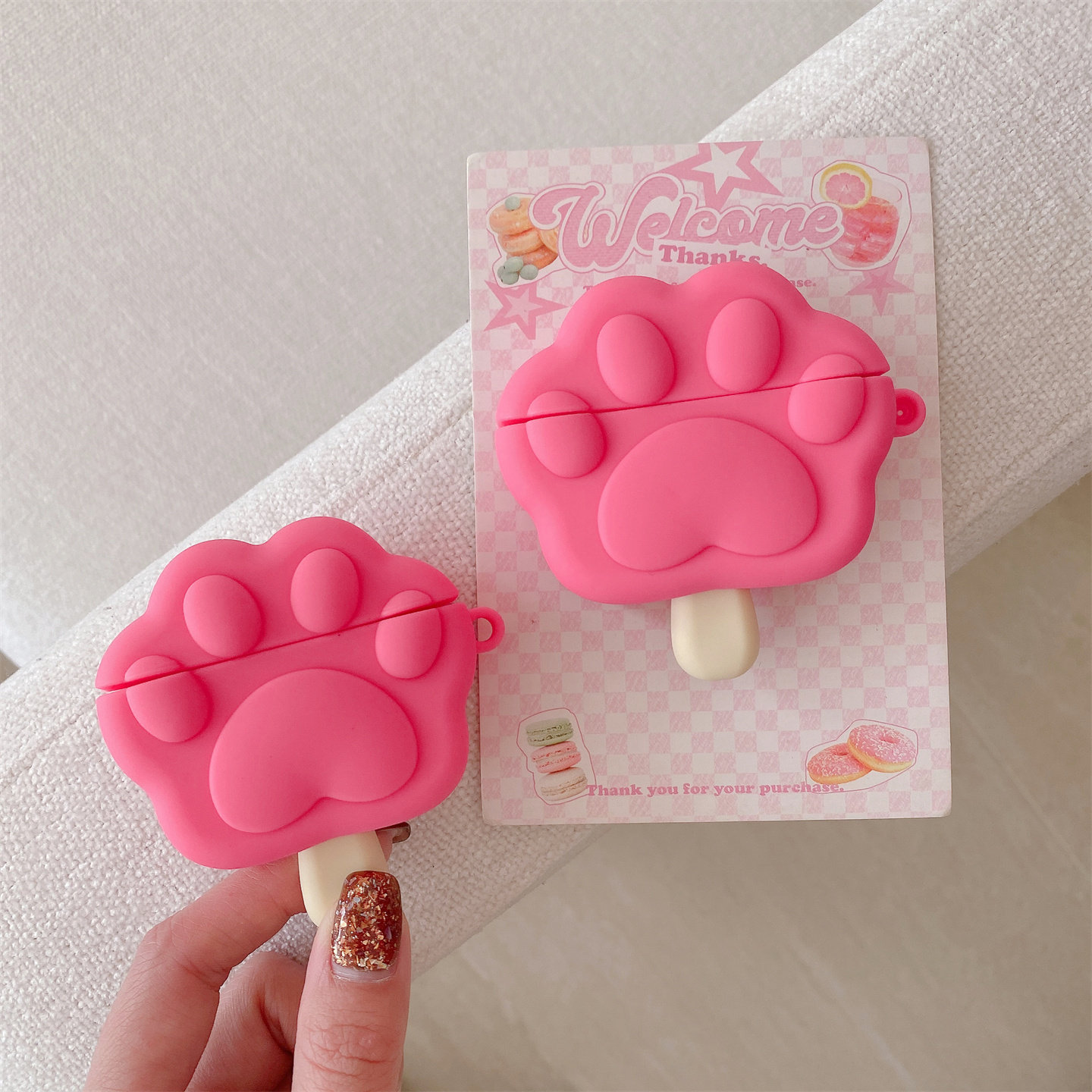 可爱卡通粉猫爪冰淇淋适用airpodpro3代蓝牙耳机保护套苹果4代耳机壳pro2代防摔airpodspro硅胶软壳带挂件女,3C数码配件,耳机保护套,淘宝优惠券,粉丝福利购,淘宝优惠卷