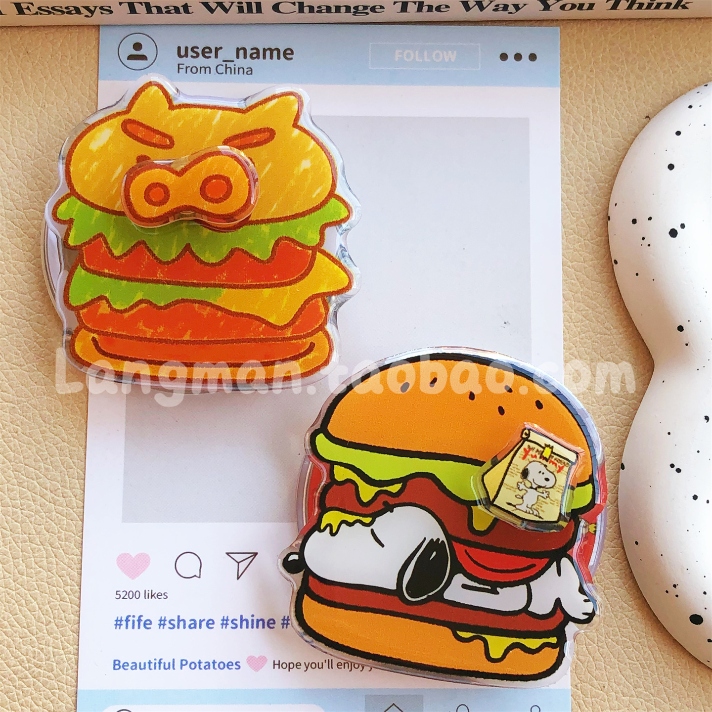 可爱趣味汉堡左卫门手机支架