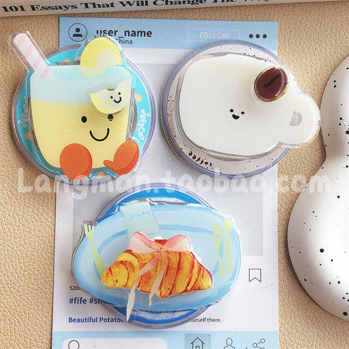 可爱卡通柠檬茶可颂手机支架