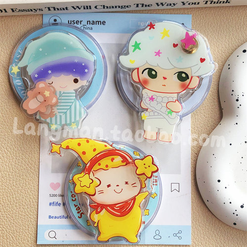 新款可爱星星双子星转转手机支架