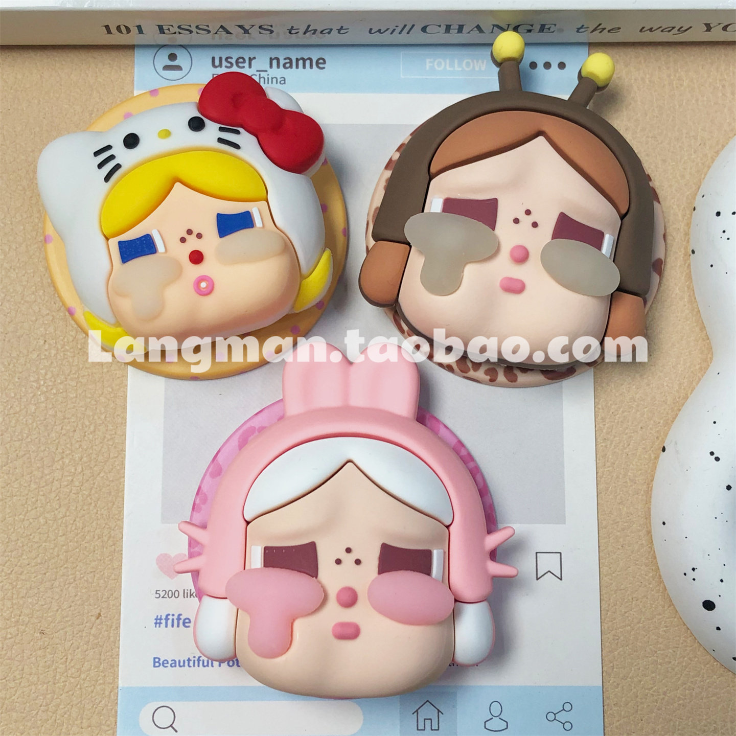 可爱凯蒂猫哭娃头像硅胶立体磁吸支架适用手机懒人桌面指环扣背贴,3C数码配件,手机支架/手机座,淘宝优惠券,粉丝福利购,淘宝优惠卷