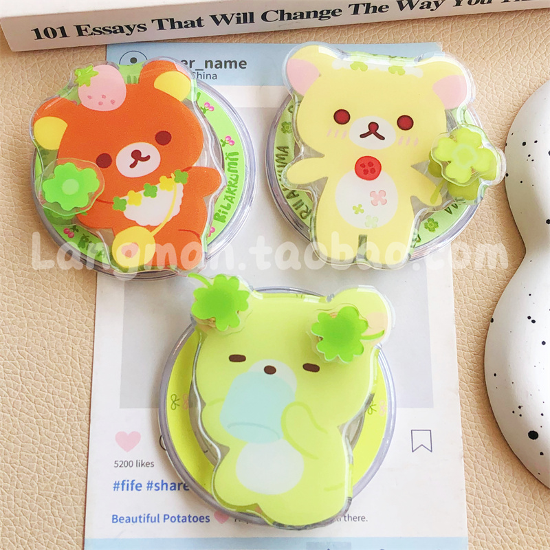 新款可爱四叶草轻松熊手机支架