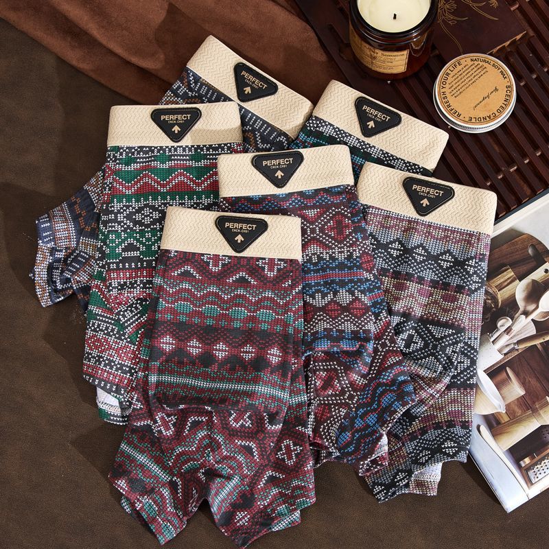 【三条装】2026新款新款民族风男士内裤棉质抗菌四角裤男式平角裤