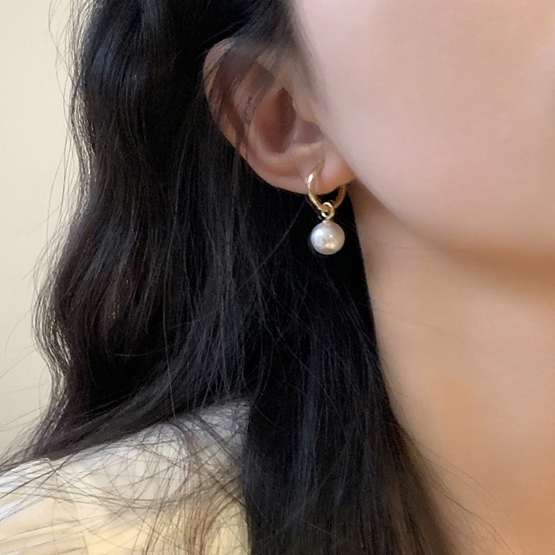 高级简约法式轻奢珍珠耳圈耳环