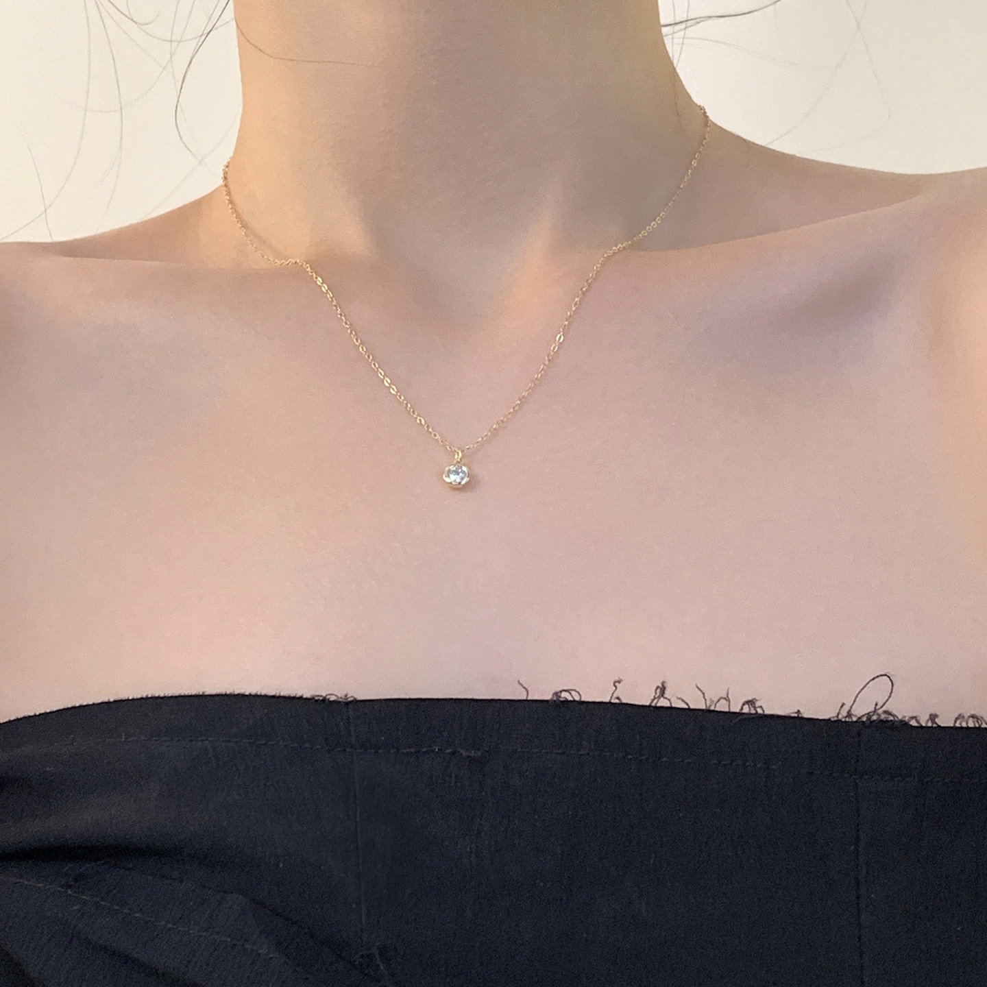 迷度S925纯银小钻锁骨链女款