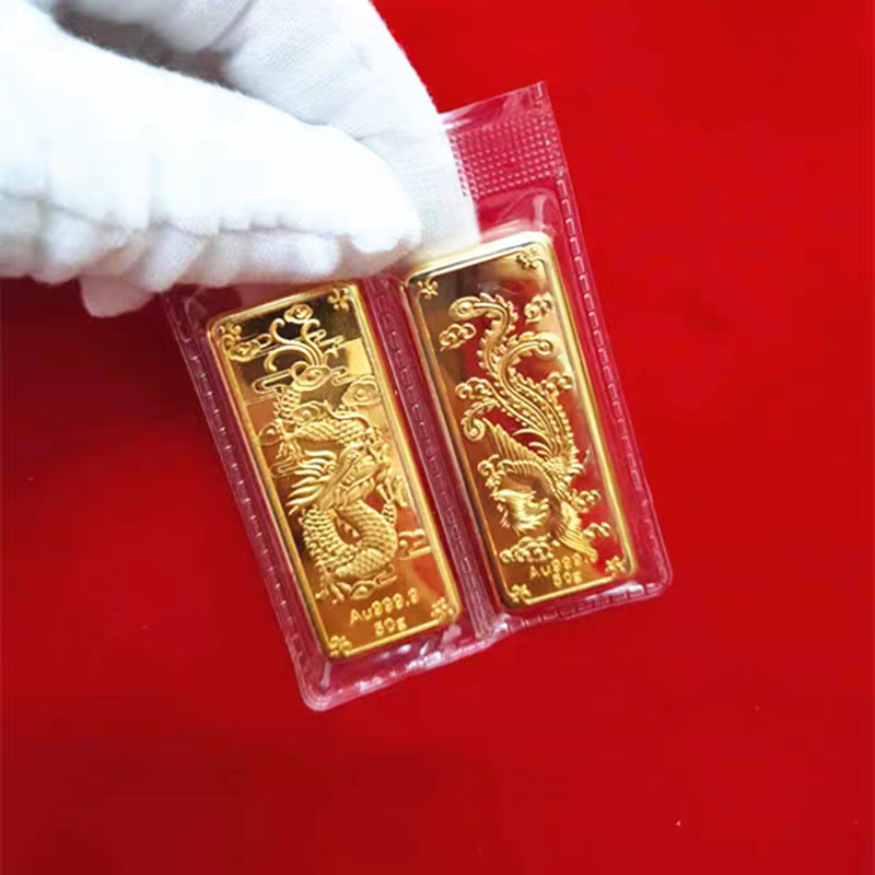仿真金条生肖龙镀金店银行样品金条道具装饰摆设展示收藏