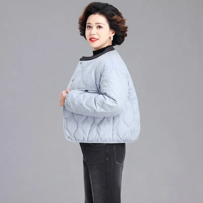 韩版通勤风短款羽绒服女2026冬季新款圆领白鸭绒保暖外套洋气棉服