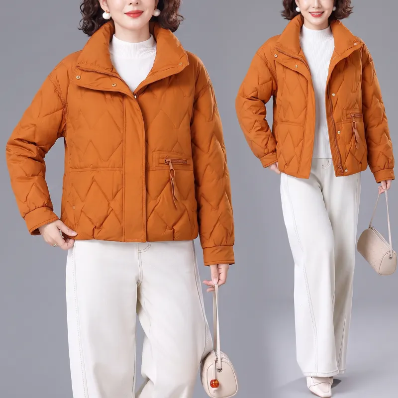 韩版短款羽绒服女2026冬季新款时尚气质轻薄保暖翻领白鸭绒外套潮
