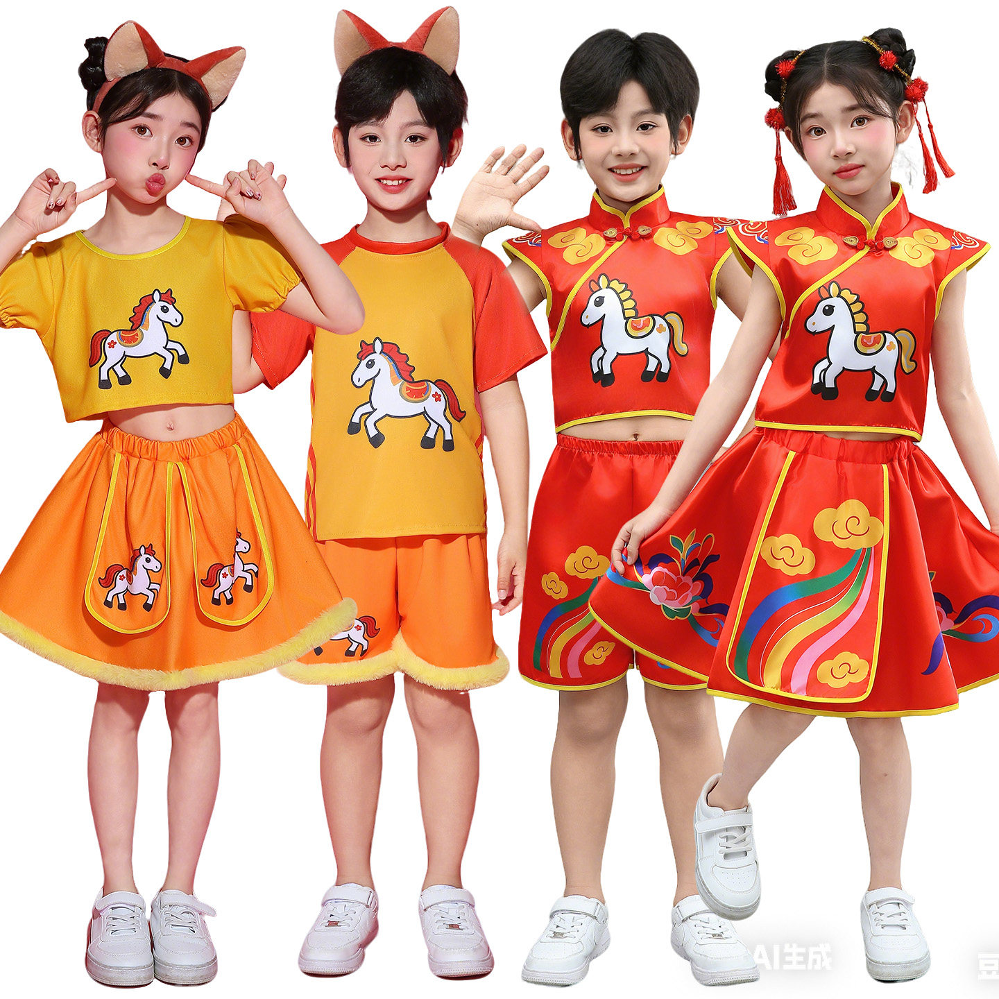 六一儿童快乐小马动物演出服幼儿园小马奔腾舞蹈服筷子舞策马扬鞭