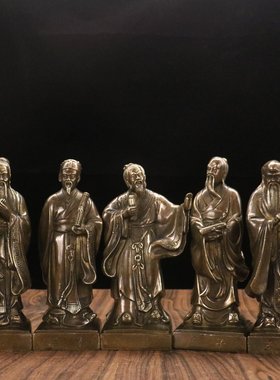 纯铜孔子老子像五圣人像摆件装饰品工艺品20公分孔子老子像
