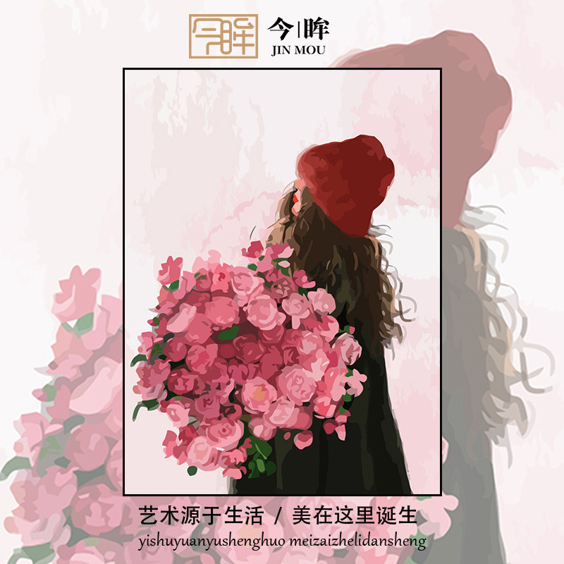 玫瑰少女治愈系十字绣2025年新款线绣客厅卧室小件满绣画手工刺绣