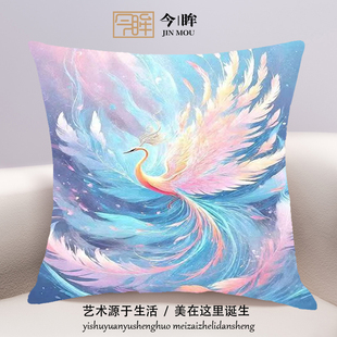 凤凰十字绣抱枕2025年新款客厅沙发卧室床头靠枕小件手工刺绣满绣