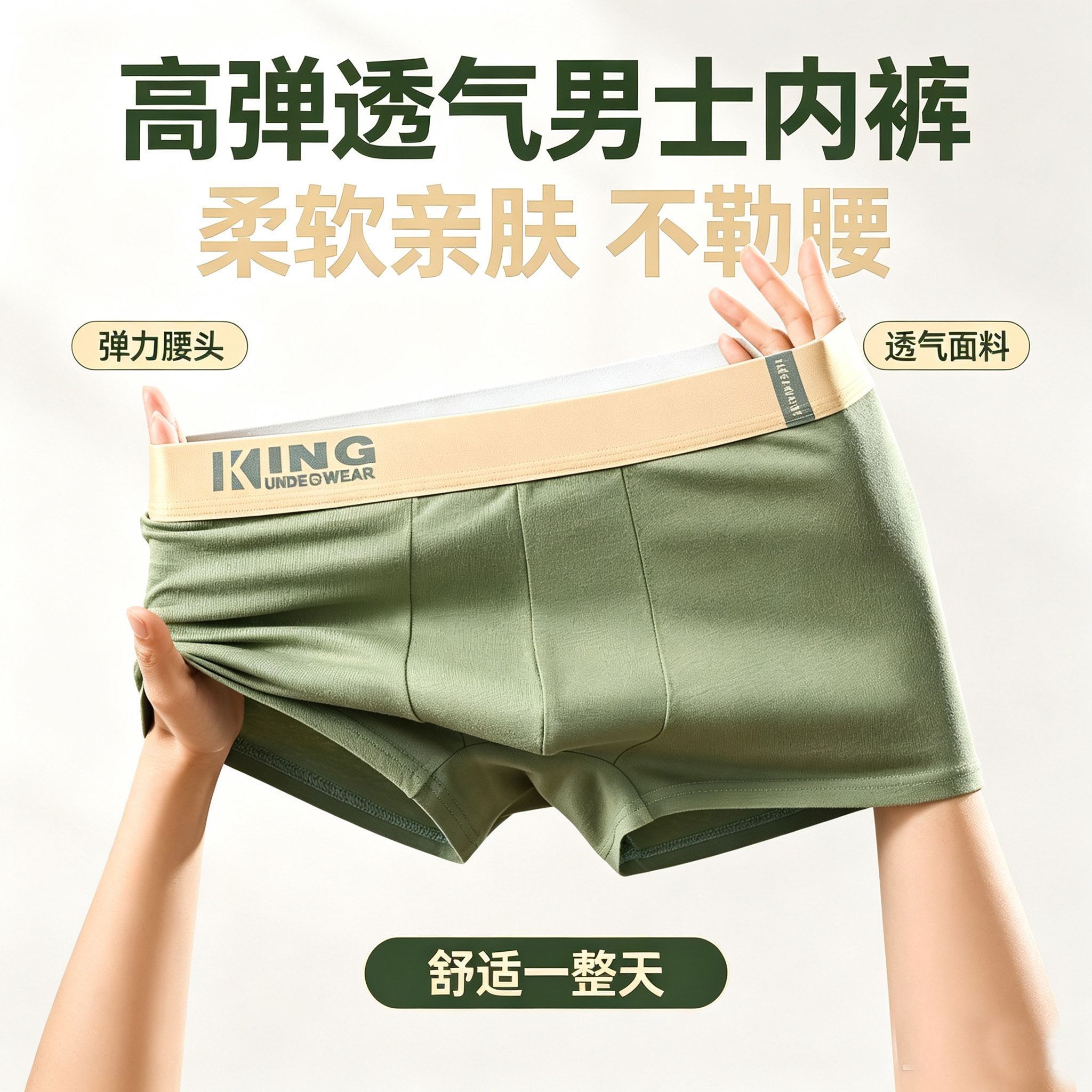 男士棉质内裤高弹透气平角裤纯棉舒适四角裤衩中腰青少年运动短裤