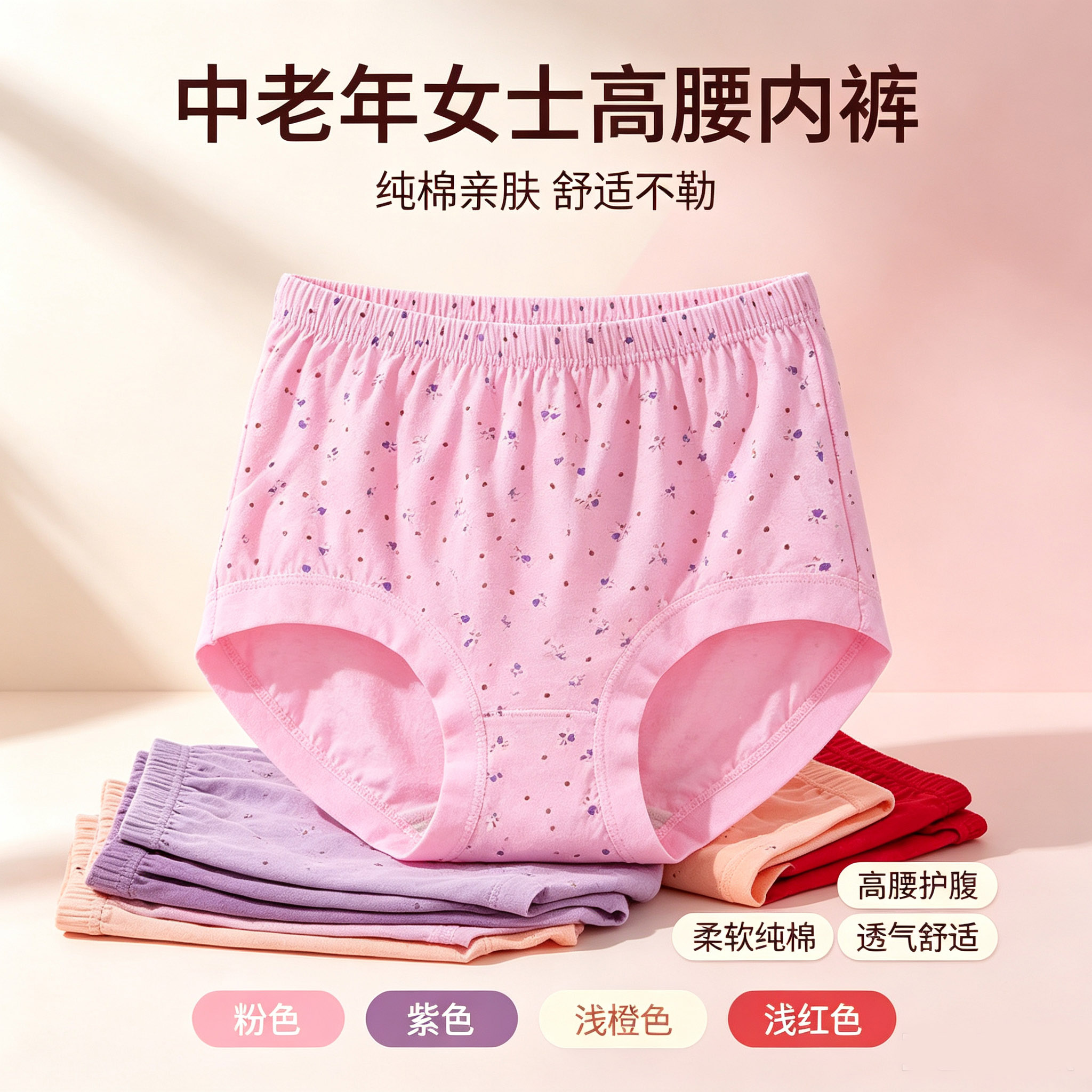 纯棉女士内裤中老年大码三角裤头女老人妈妈短裤宽松中高腰裤头
