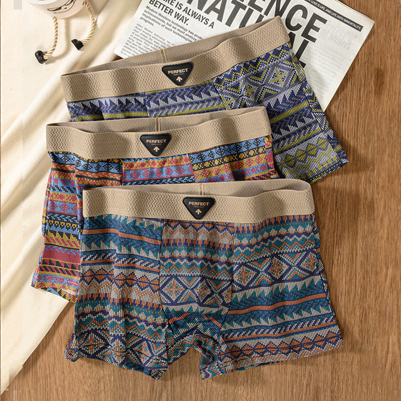 男士内裤纯棉复古四角裤头民族风平角库存休闲短裤青年春节2026新,男装,休闲裤,淘宝优惠券,粉丝福利购,淘宝优惠卷