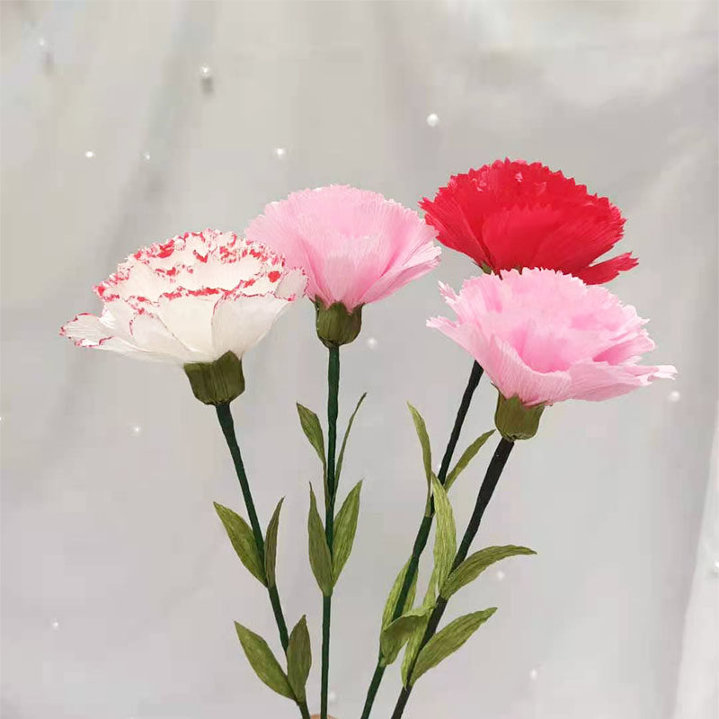 皱纹纸仿真康乃馨手工花束diy材料包全套自己制作教师节礼物 包装