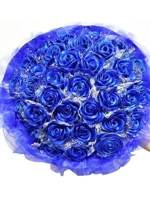 Синий набор материалов, лента с розой в составе, реалистичная упаковка на день Святого Валентина, «сделай сам», букет
